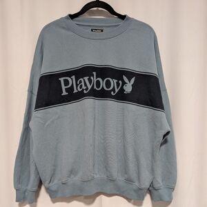 PLAYBOY By Pacsun Blue and Black Crewneck Sweater Size Xs